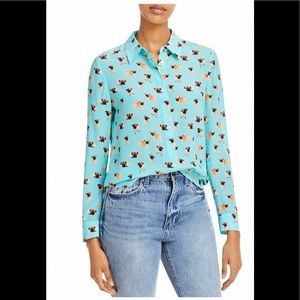 Alice + Olivia Willa Placket Top in Pug Print